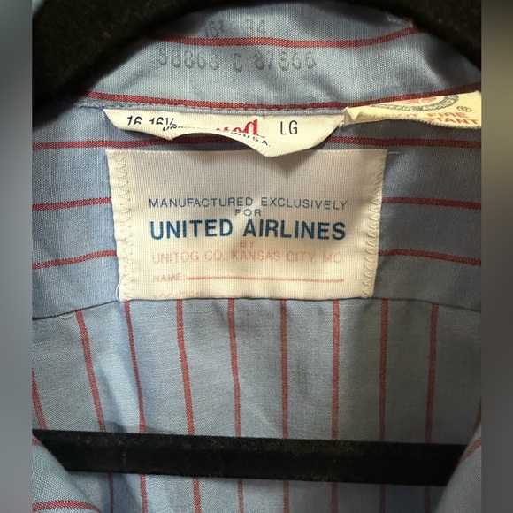 Vintage United Mechanic Work Shirt Sz LG Long Sleeve Blue/Red Stripes Button Up - Picture 5 of 6